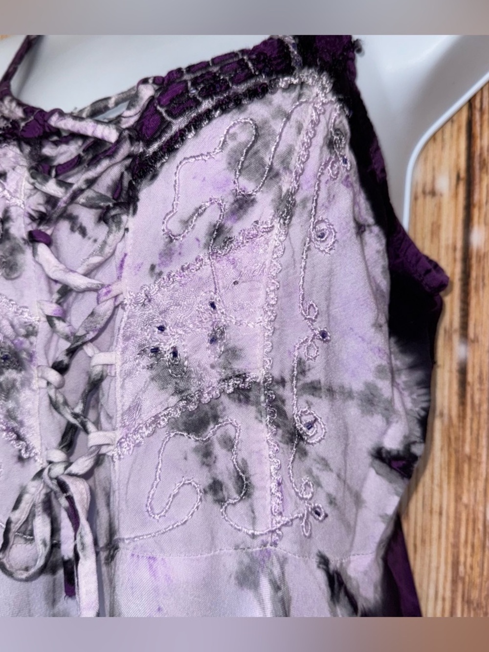 L.S.I. Purple Tie-Dye Boho Fairy Tank Top - Picture 3 of 11